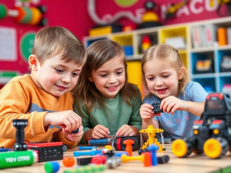 Children building and learning together in a STEAM session